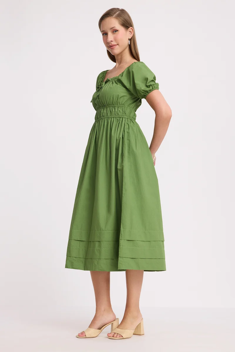 Kona|100% Cotton Waist Gathered Dress