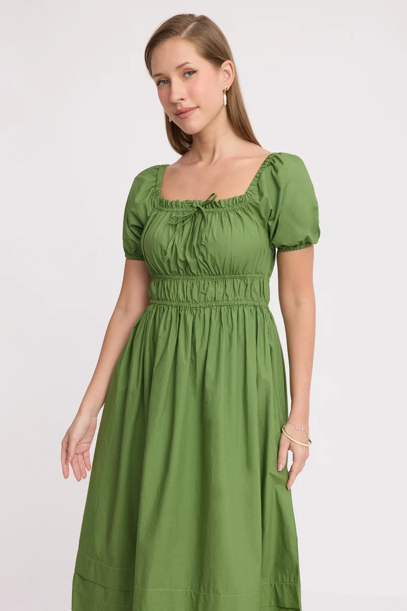 Kona|100% Cotton Waist Gathered Dress