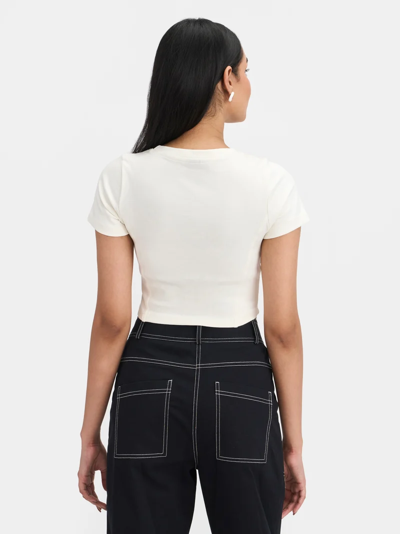 Areya|Cotton Stretch Grey Knitted Corset T-Shirt