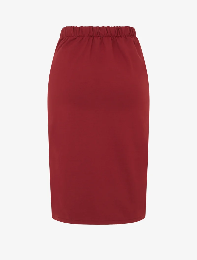 Jupe midi style portefeuille à bijou effet nacré - Bordeaux