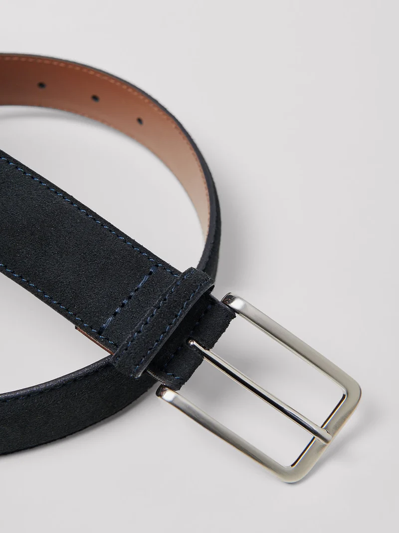 Ceinture en croûte de cuir suédé