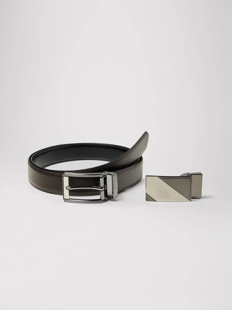 Coffret ceinture en cuir 2 boucles