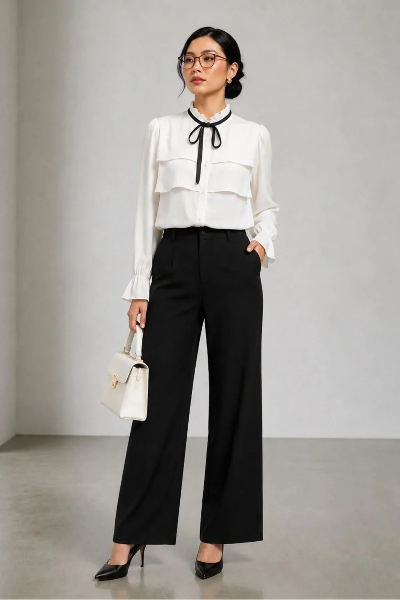 Chicago|Georgette Stretch Layered Assymetric Top