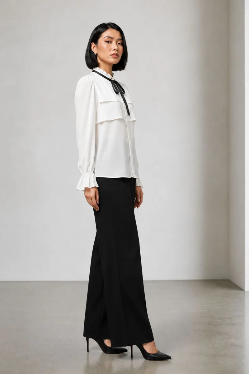 Chicago|Georgette Stretch Layered Assymetric Top