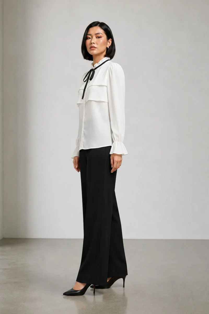 Chicago|Georgette Stretch Layered Assymetric Top