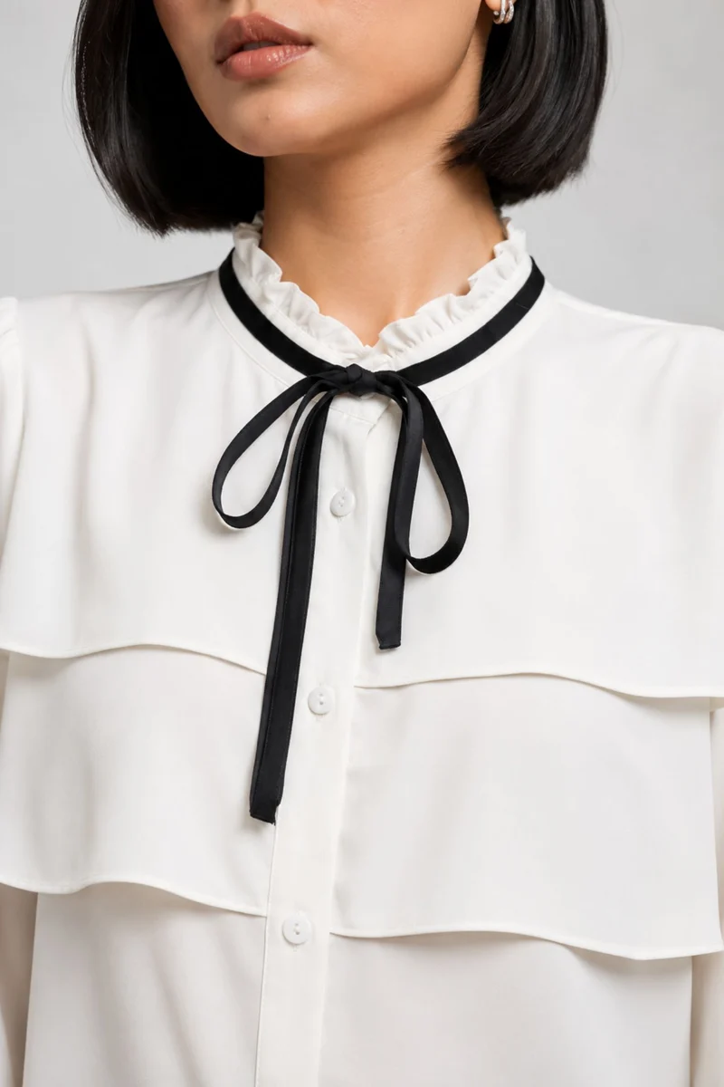 Chicago|Georgette Stretch Layered Assymetric Top