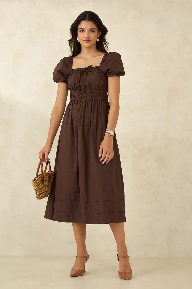 Ruhi|100% Cotton Dress With Gather Details