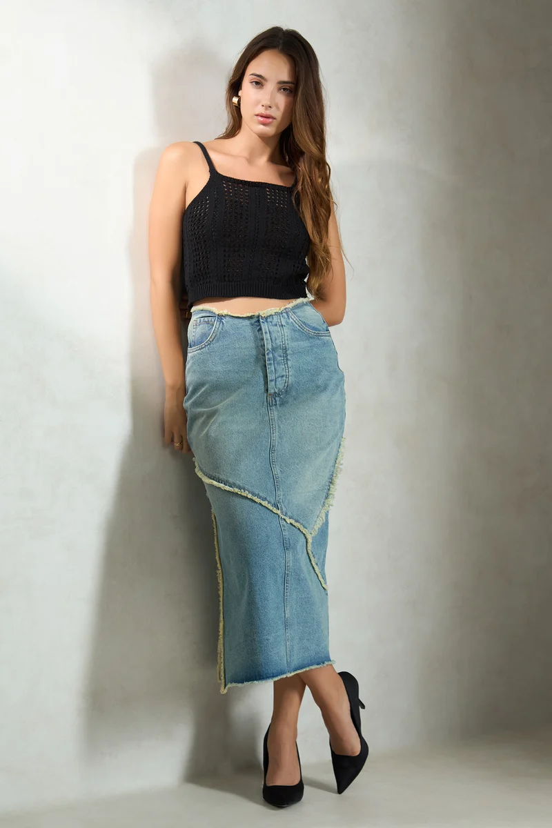 Amabel|100% Cotton Strappy Squareneck Knit Top