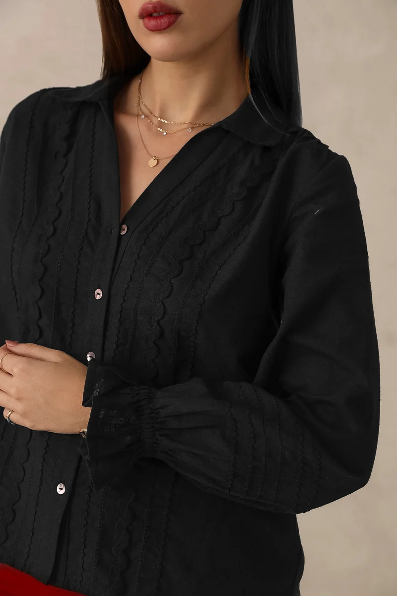 Blake|100% Cotton Black Lace Shirt