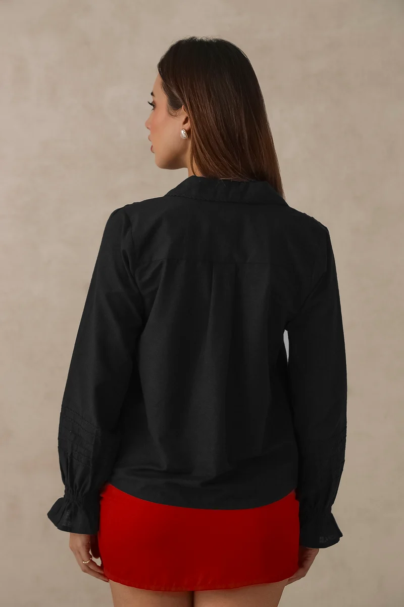 Blake|100% Cotton Black Lace Shirt