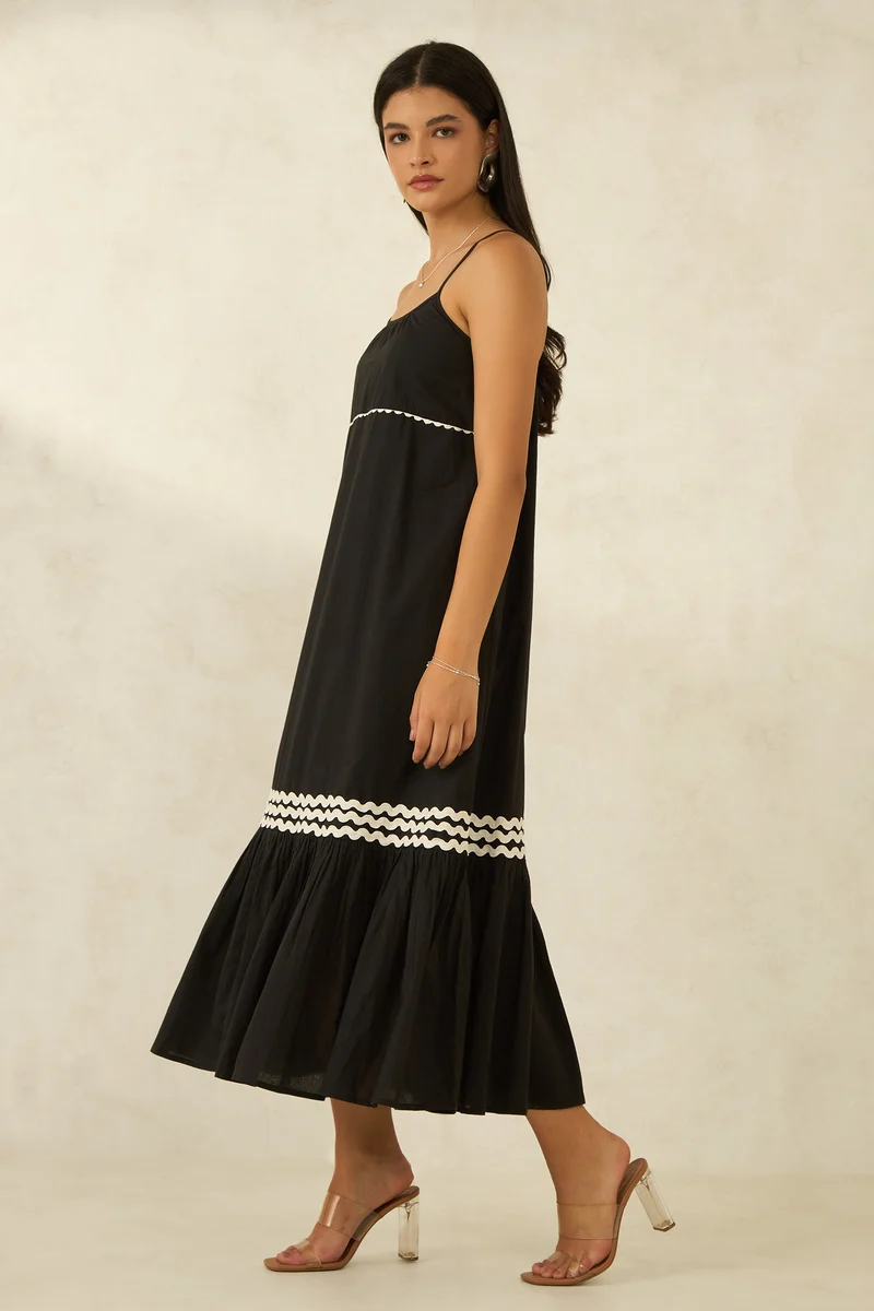 Emery|100% Cotton Ric-Rac Lace Tiered Maxi Dress