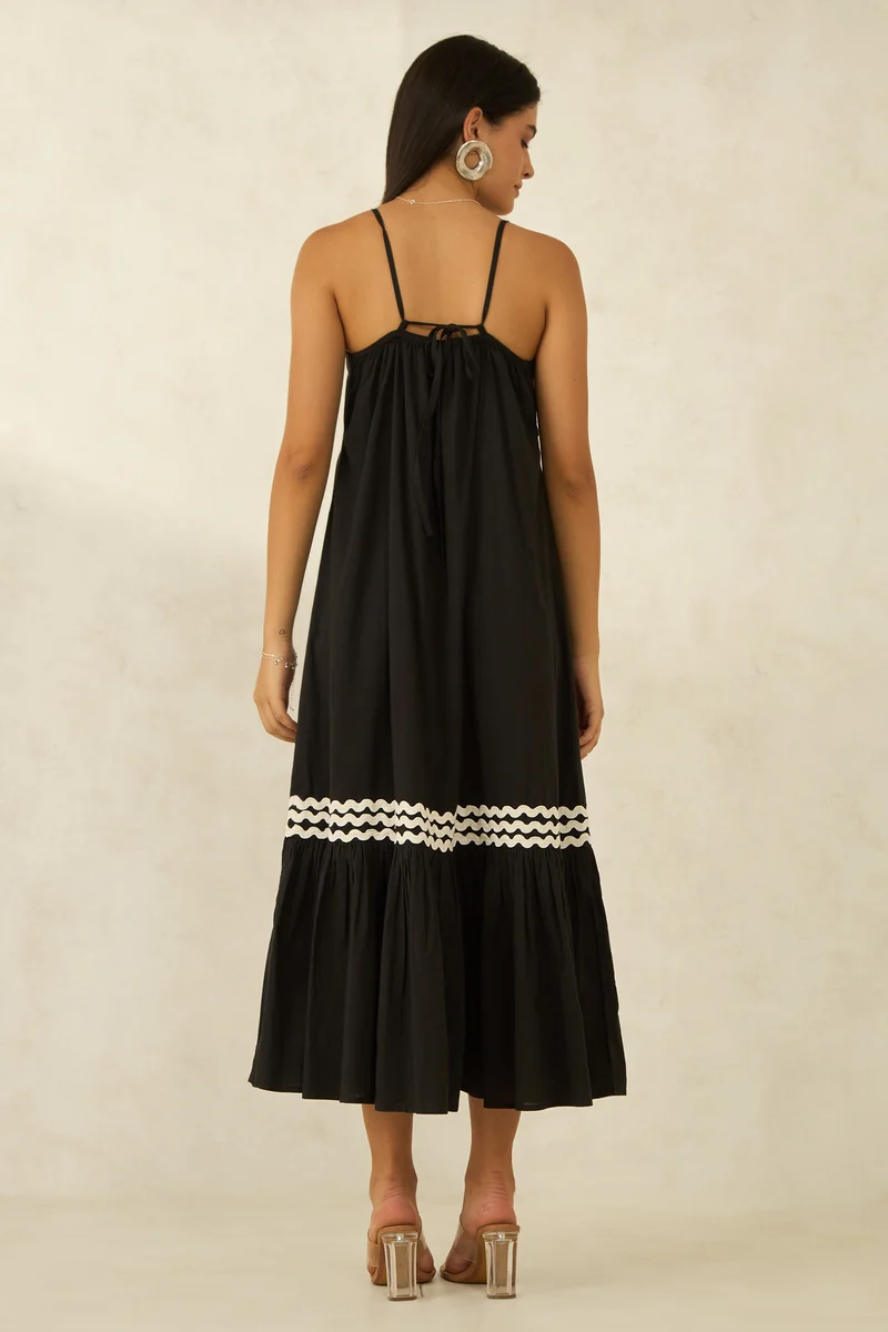 Emery|100% Cotton Ric-Rac Lace Tiered Maxi Dress