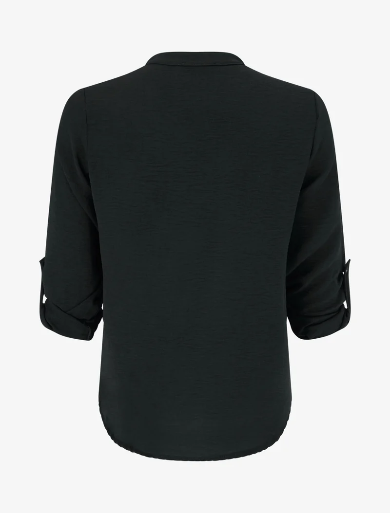 Top fluide à col zippé - Noir