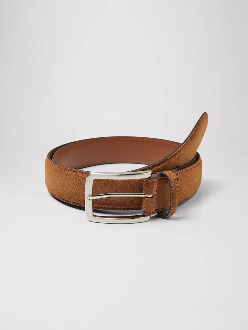 Ceinture en croûte de cuir suédé
