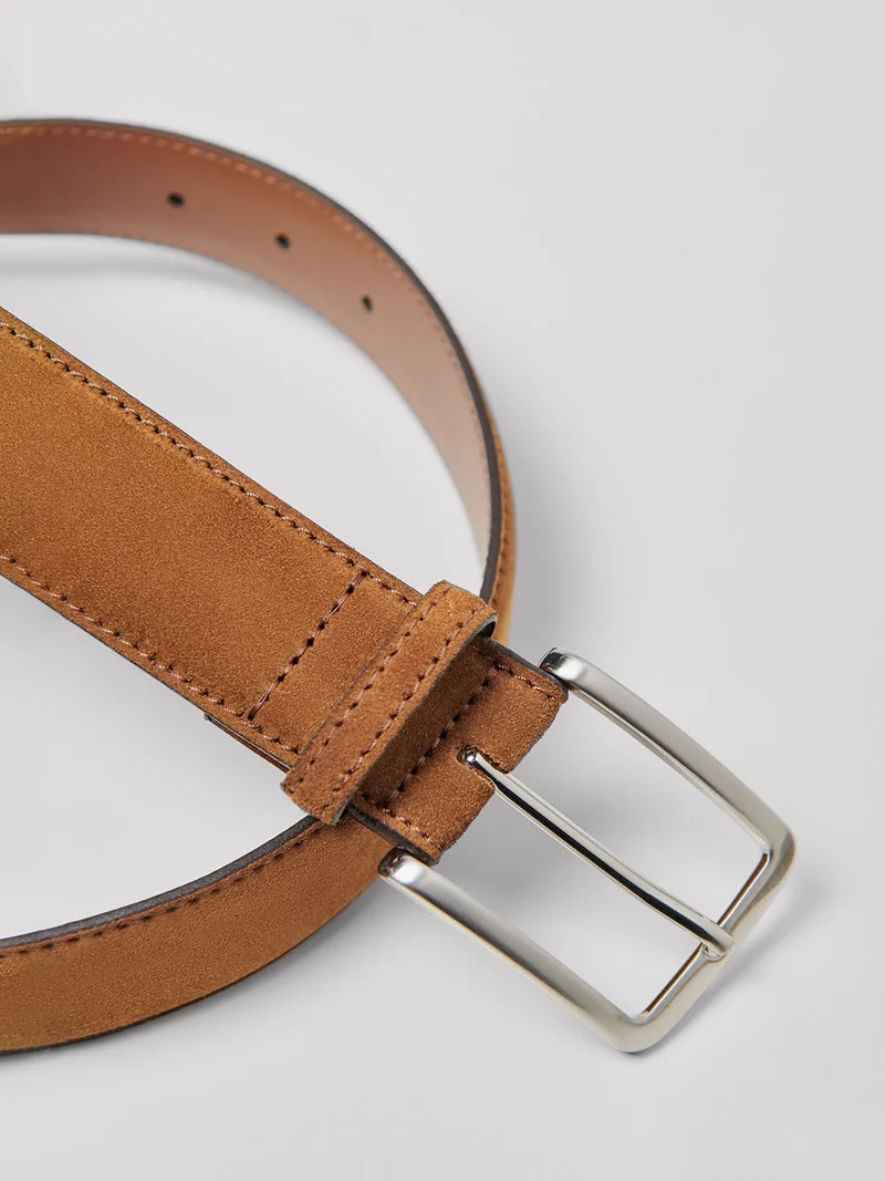 Ceinture en croûte de cuir suédé