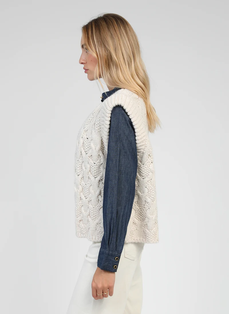 CARDIGAN SANS MANCHE LAJOIA ecru