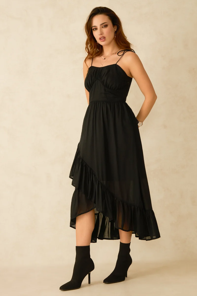 Cosette|100% Modal Asymmetrical Frill Hem Dress