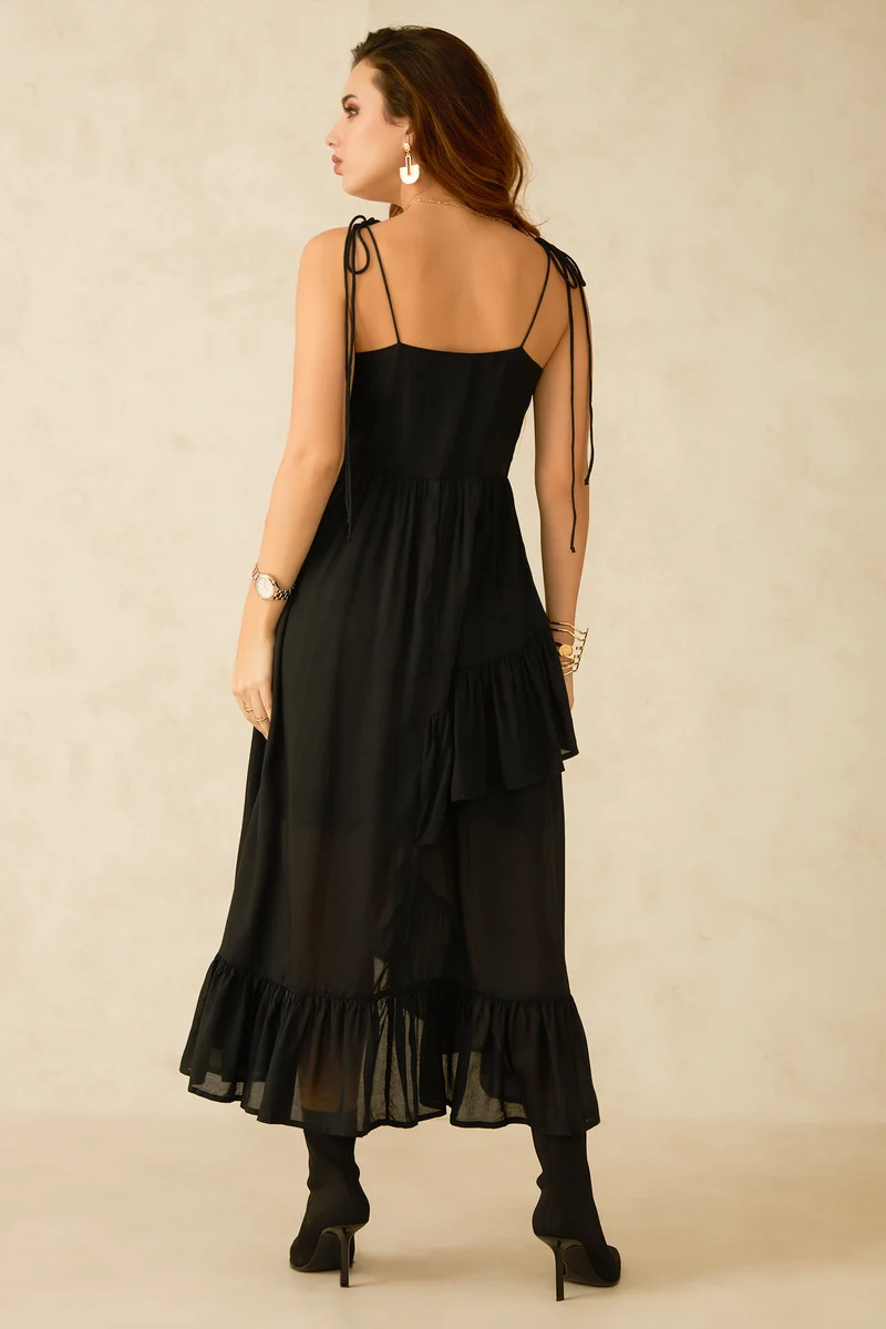 Cosette|100% Modal Asymmetrical Frill Hem Dress