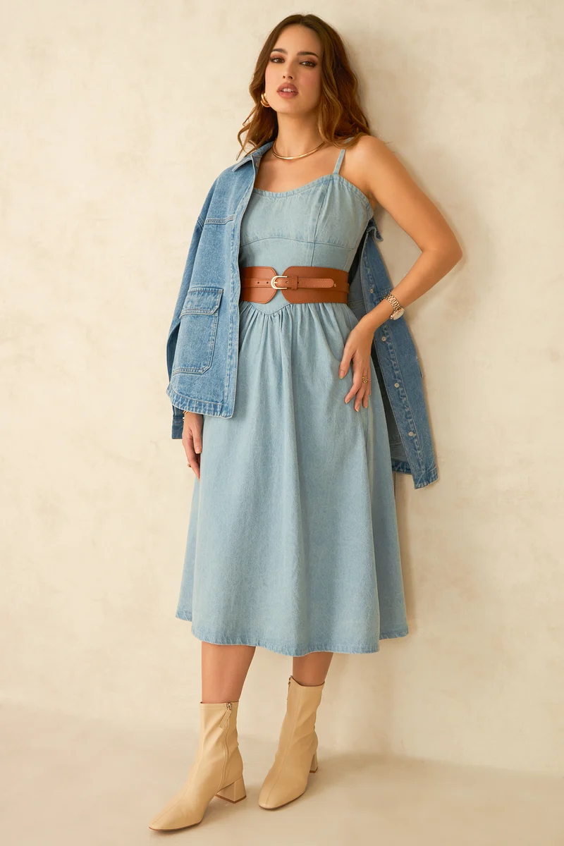 Karal |100% Cotton Paneled Fitted Bodice Dress