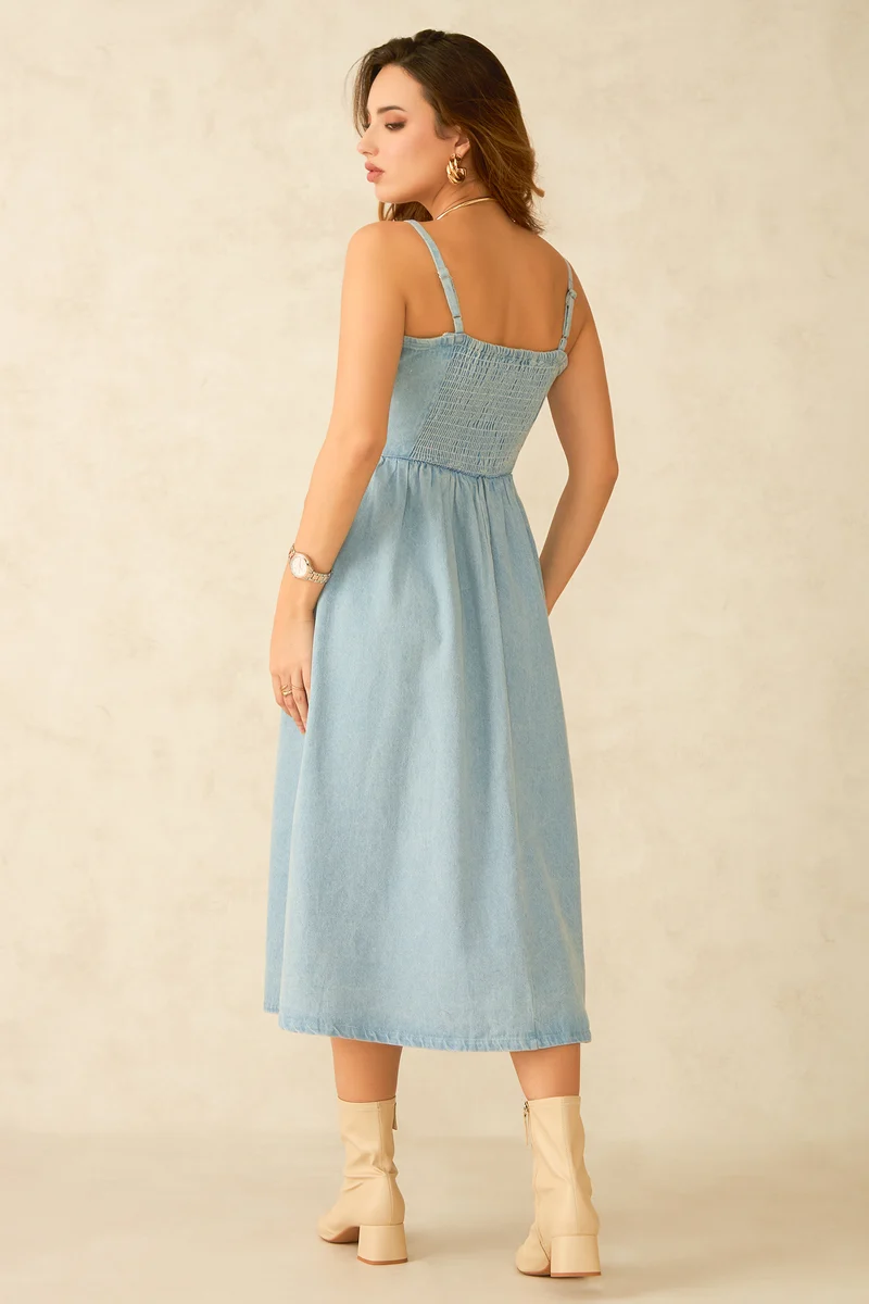 Karal |100% Cotton Paneled Fitted Bodice Dress