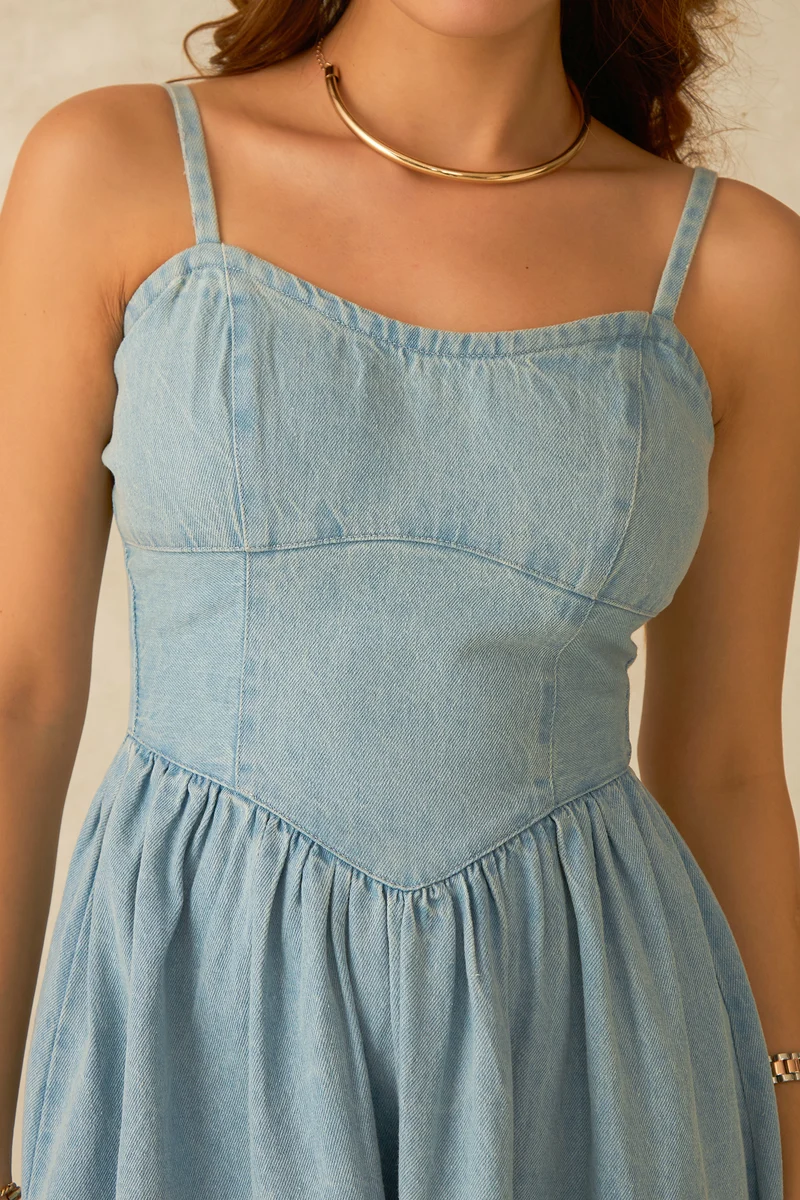 Karal |100% Cotton Paneled Fitted Bodice Dress
