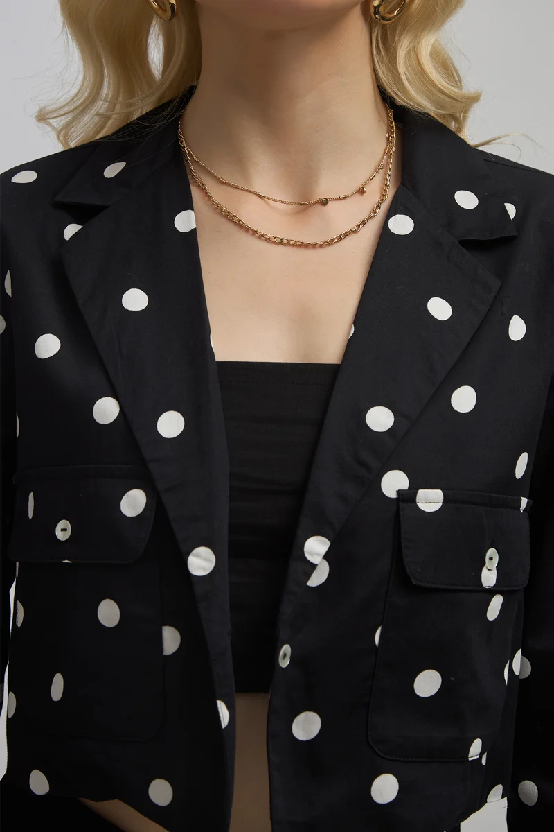 Reyna |100% Cotton Polka Crop Blazer