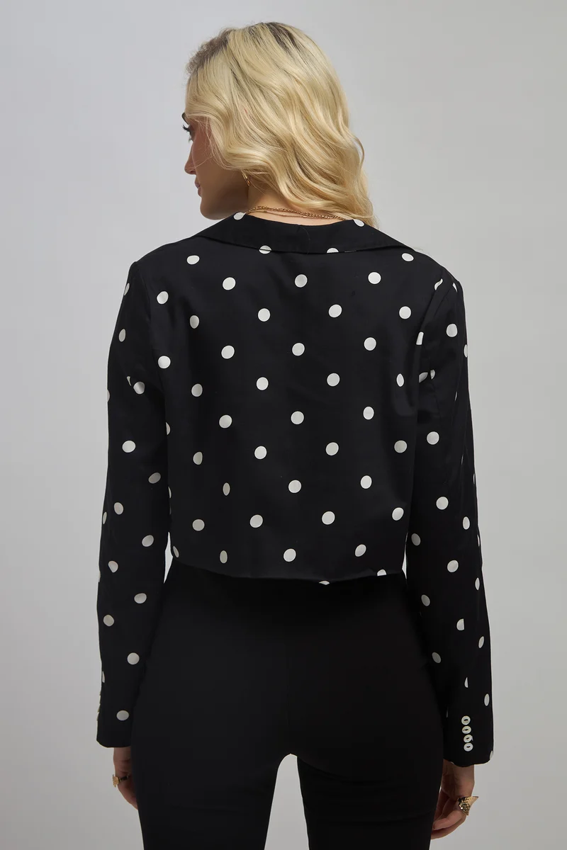 Reyna |100% Cotton Polka Crop Blazer
