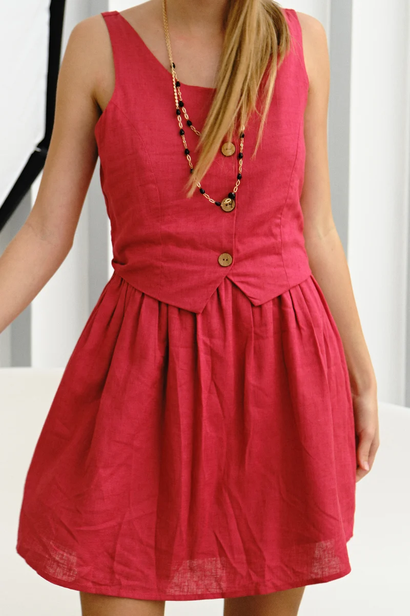 Sza|Linen Mini Dress With Front Button
