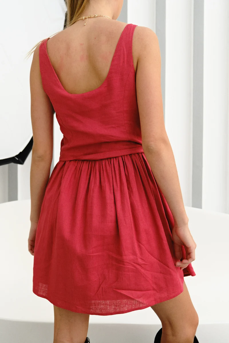 Sza|Linen Mini Dress With Front Button