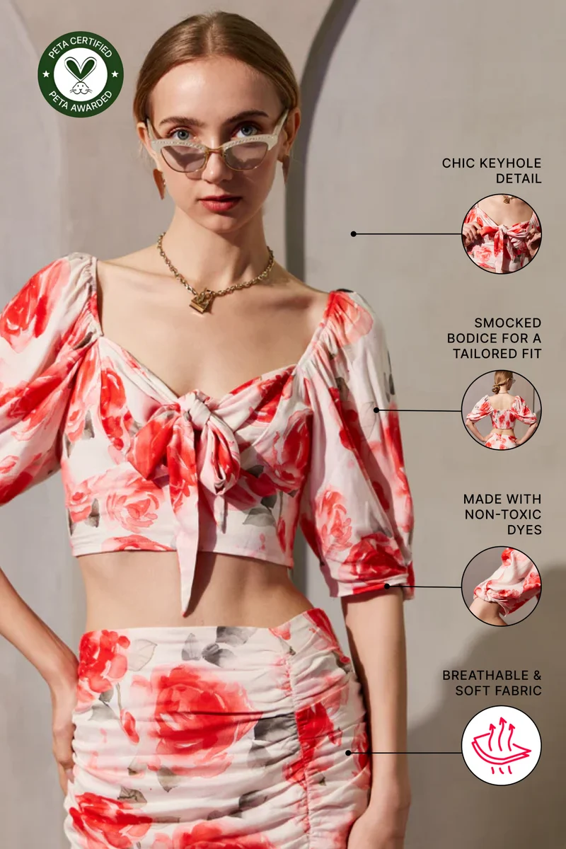 Lily|100% Viscose Floral Front Knotted Top