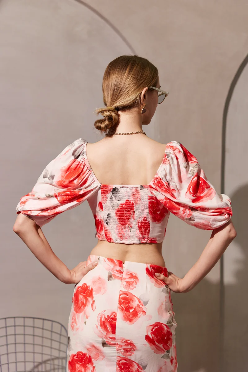 Lily|100% Viscose Floral Front Knotted Top