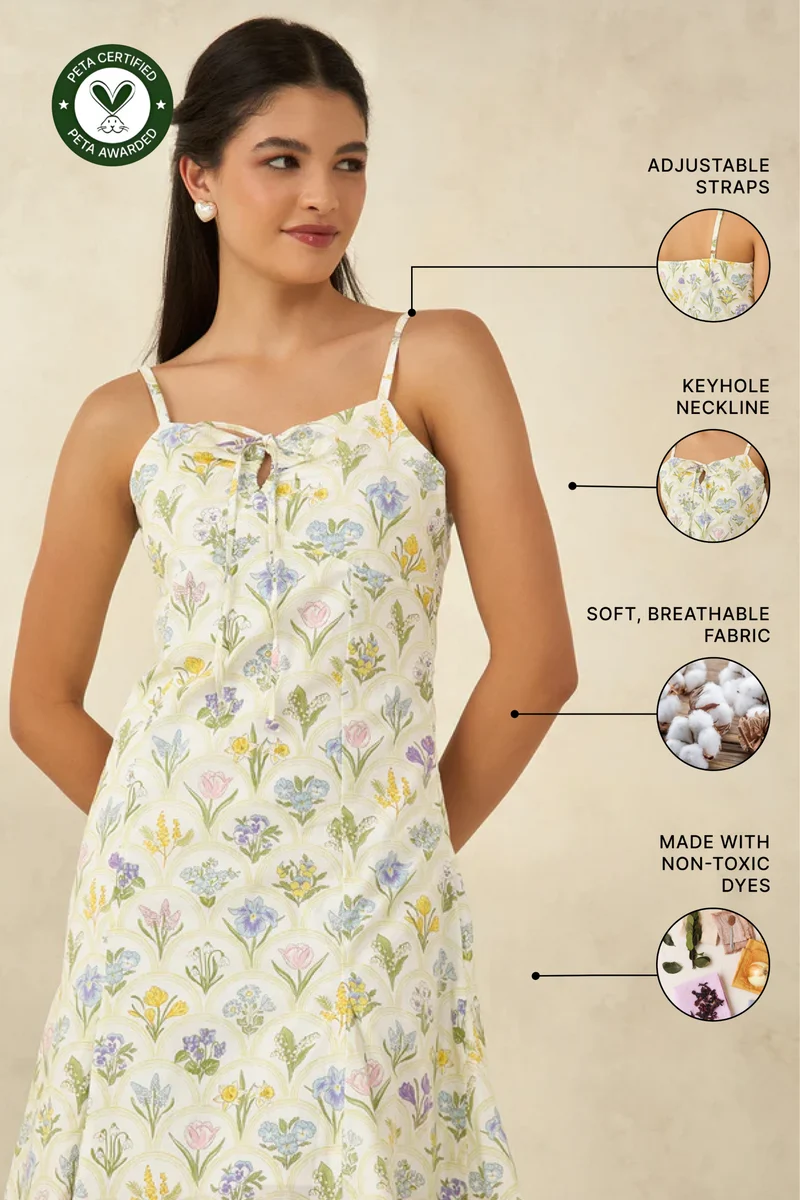 Shirin|100% Cotton Godet Panel Printed Dress