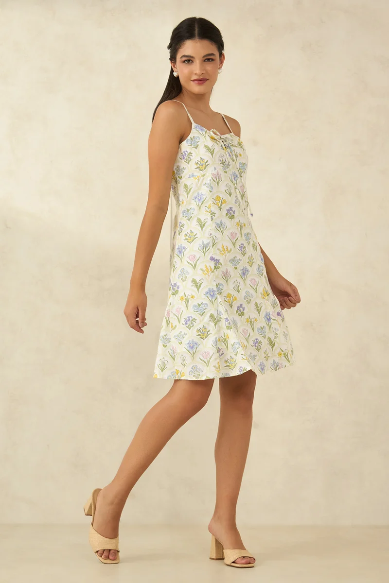 Shirin|100% Cotton Godet Panel Printed Dress