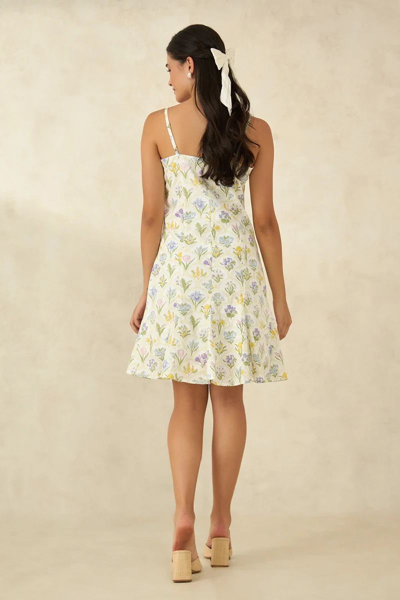 Shirin|100% Cotton Godet Panel Printed Dress