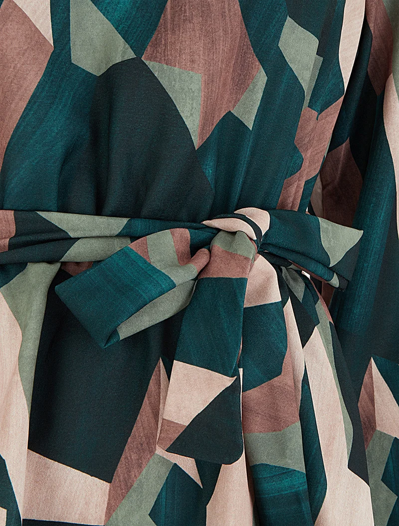 Blouse péplum à imprimé abstrait - Vert sapin
