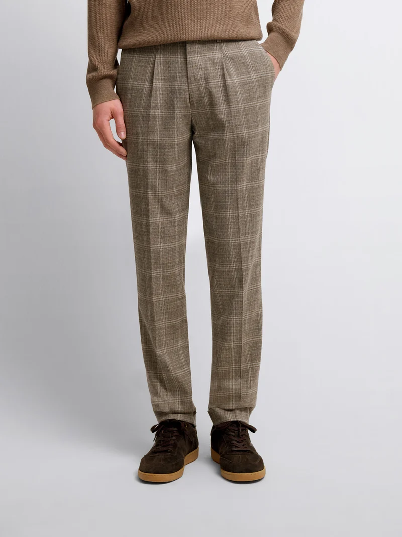 Pantalon de costume slim à carreaux