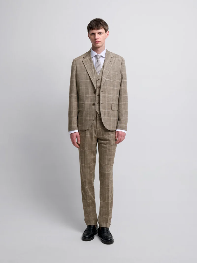 Pantalon de costume slim à carreaux