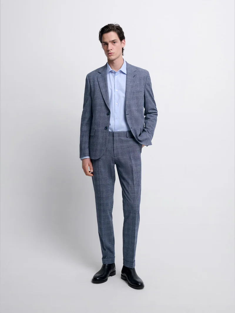 Pantalon de costume slim à carreaux