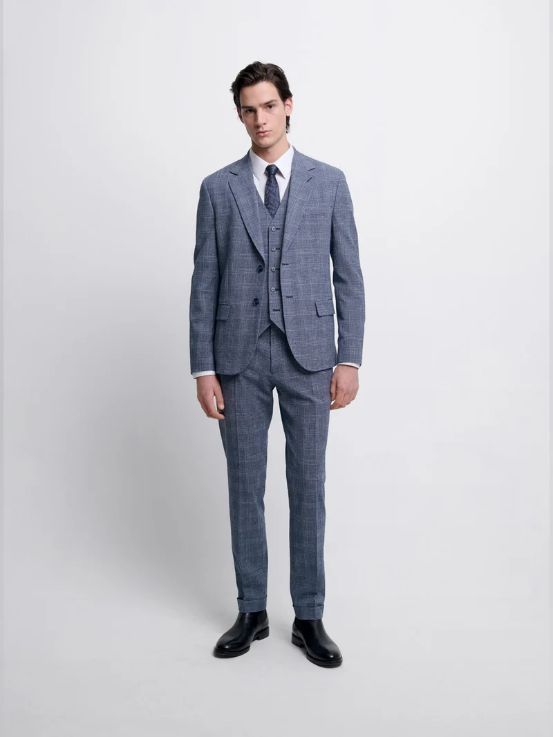Pantalon de costume slim à carreaux