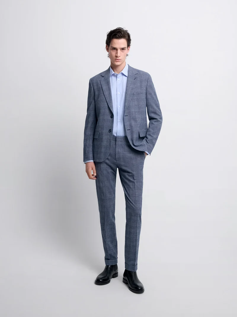 Veste de costume slim à carreaux