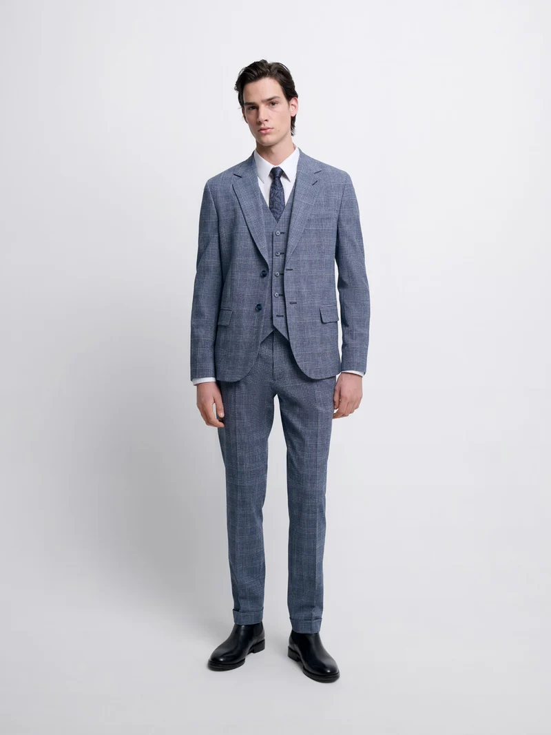 Veste de costume slim à carreaux