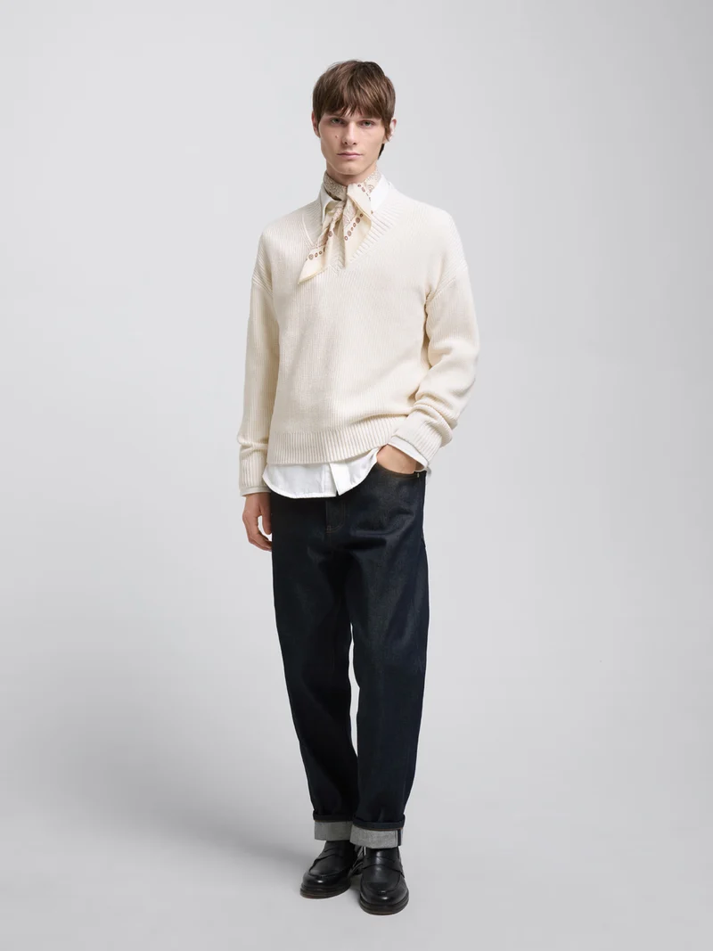 Pull col V en maille perlée - L'atelier