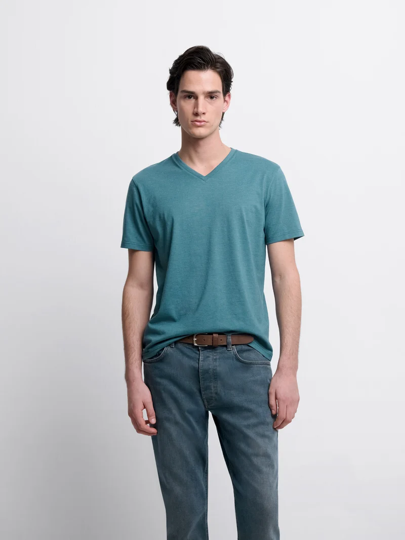 T-shirt col V mélange coton Supima®