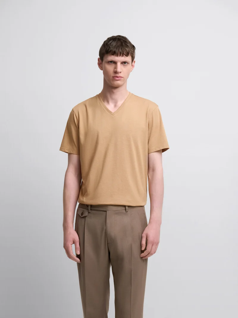 T-shirt col V mélange coton Supima®