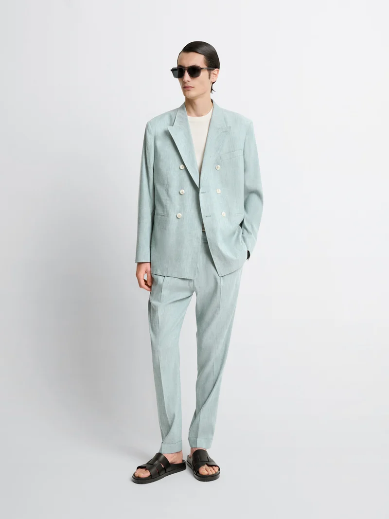 Pantalon de costume en lin mélangé
