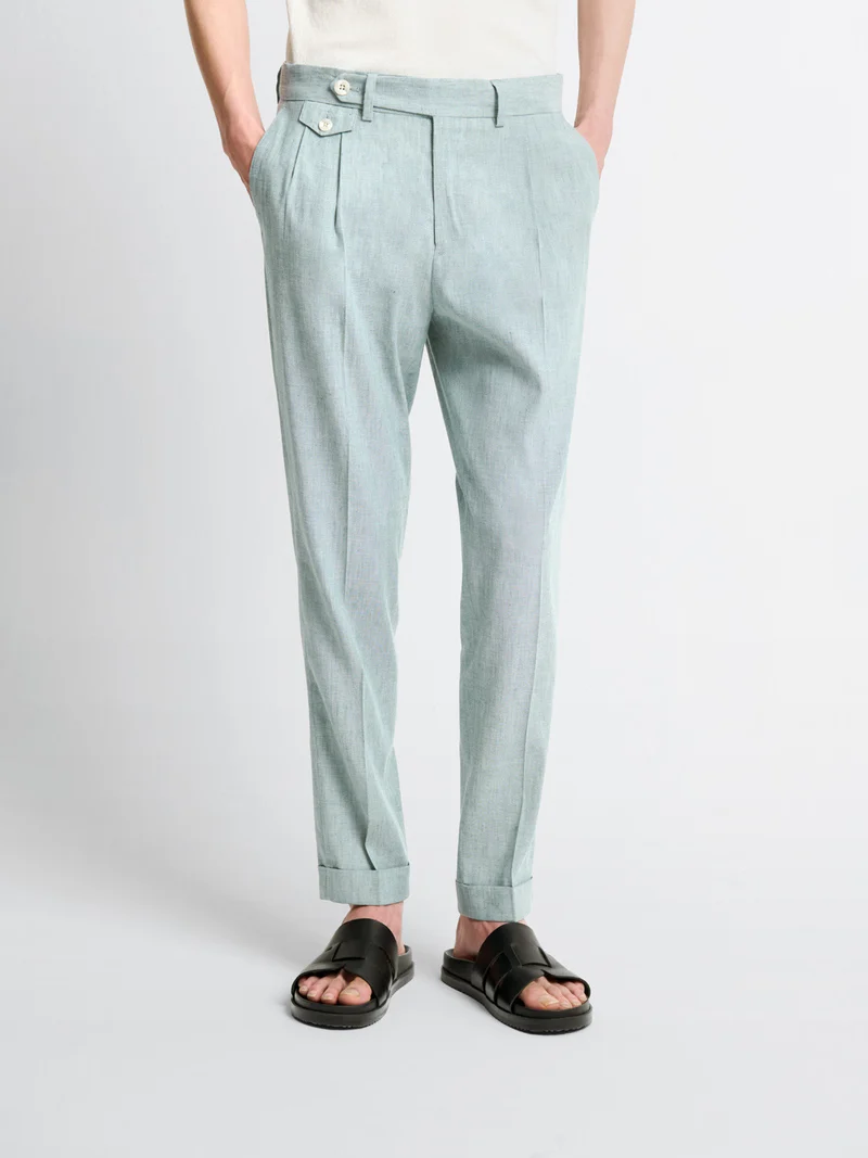 Pantalon de costume en lin mélangé