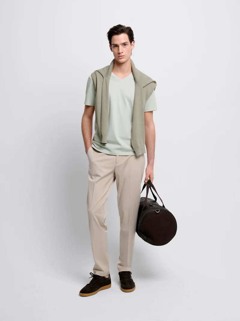 T-shirt col V en coton Supima®