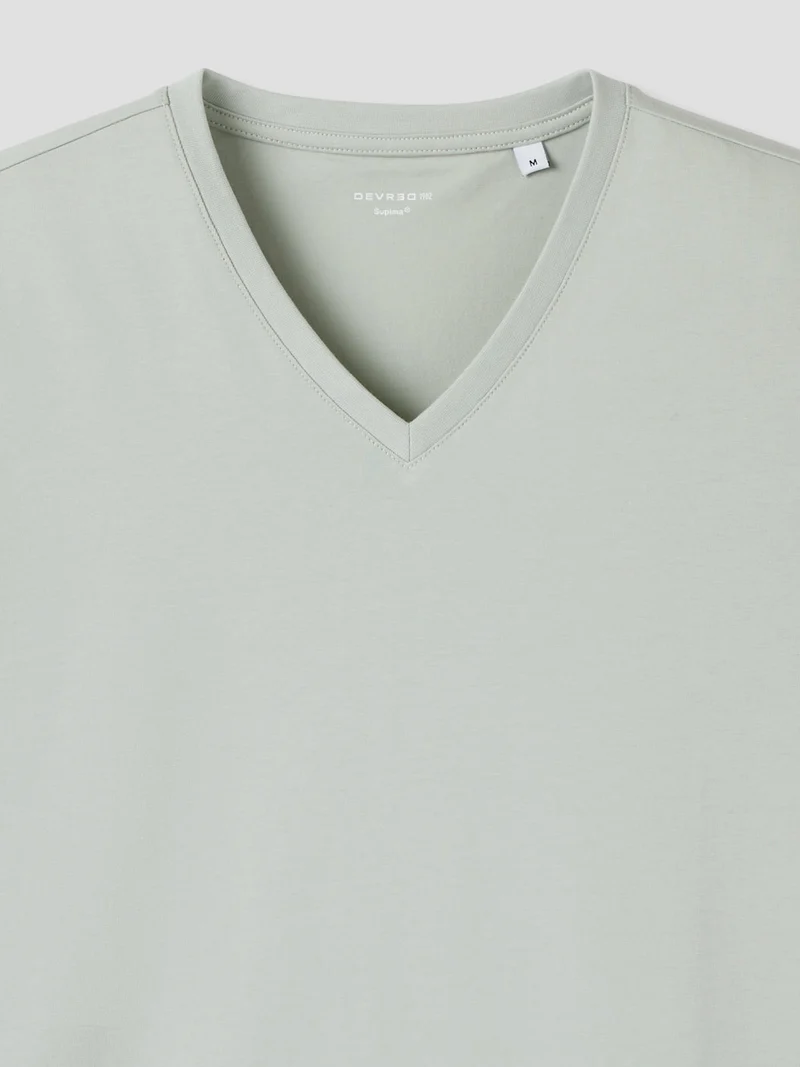 T-shirt col V en coton Supima®