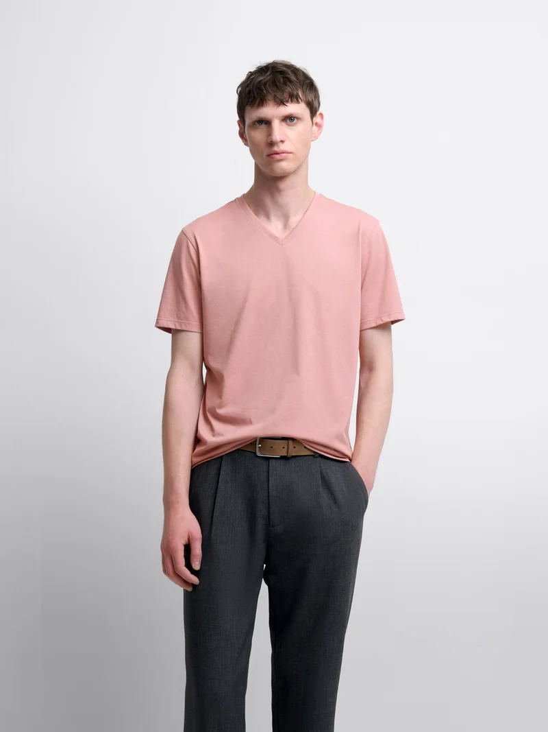 T-shirt col V mélange coton Supima®