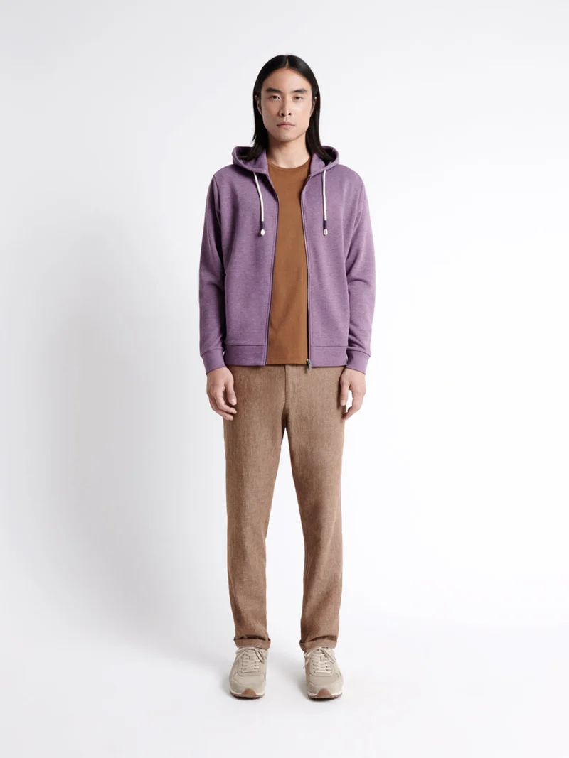 Sweat à capuche faux-uni en coton
